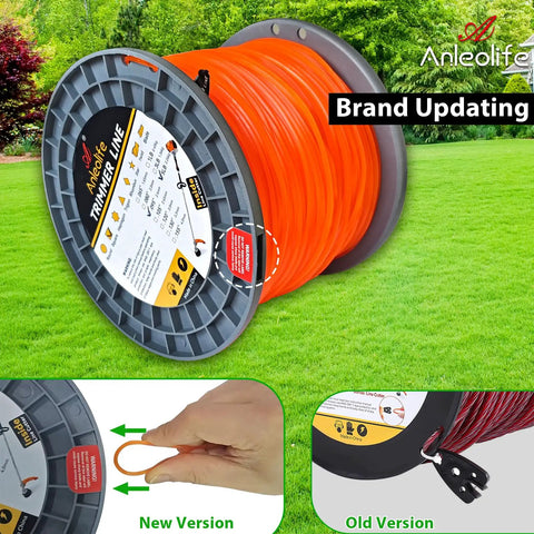 Heavy Duty Square Trimmer Line Spool.095 Inch By 1280 Ft With Built In Cutter Orange 5 Pound Pack, shown with brand updating details