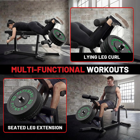 2 In 1 Leg Extension And Curl Machine For Home Gym with user in seated leg extension and lying leg curl workouts.