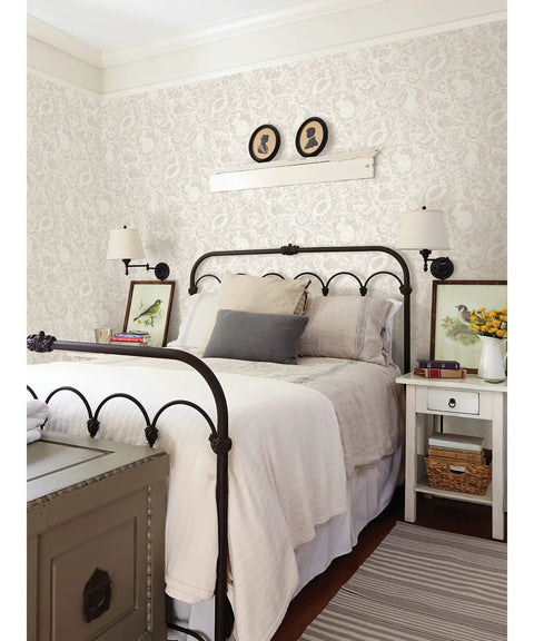Bedroom with Cream Terrene Peel And Stick Wallpaper For Walls DIY Friendly Removable Self Adhesive Repositionable No Residue