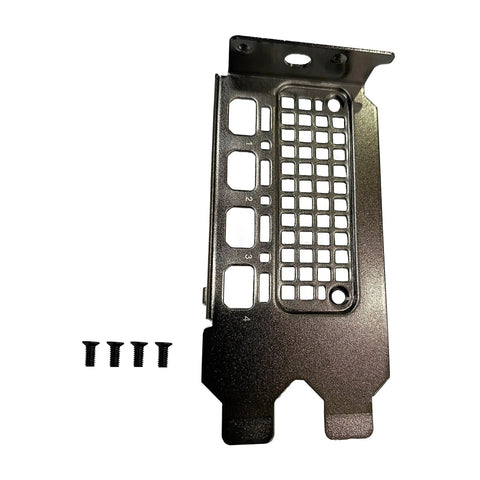 Built Tough Short Low Profile Gpu Bracket Replacement For Nvidia Quadro Rtx A2000 Professional Graphics Card, silver metal brace with screws.