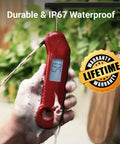 Professional Digital Meat Thermometer With Ultra Fast 0.5 Second Instant Read, NIST Certified Accuracy IP67 Waterproof, in use under running water