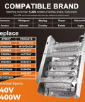 Upgraded 2026 Stainless Steel Dryer Heating Element Replacement For 70 And 80 Series Dryers With Insulation Layer Corrosion Resistant