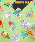 Summer Craft Fridge Magnet Kit For DIY Colorful Beach Fruit Ice Cream Magnets With 32 Cards 32 Magnets And 24 Paint Pens Kid Friendly