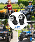 Two Pack 24V RS555 40000RPM High Speed Ride On Motor With Gearbox for kids' electric cars shown with kids driving toy cars