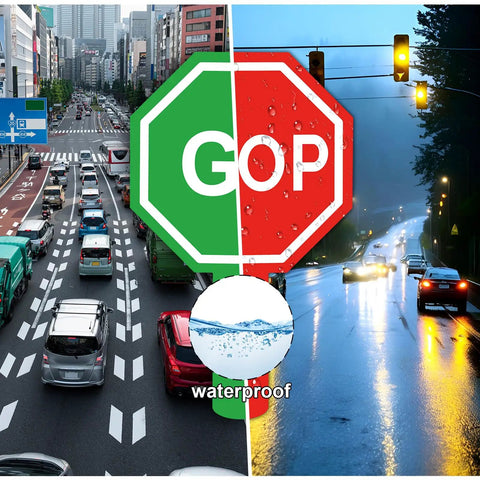 Stop And Go Traffic Sign With Handle For Kids Double Sided Red Light Green Light Crossing Guard Sign Waterproof PVC Safety