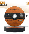 Front view of 20 Pack 7 Inch Cut Off Wheels For Metal And Stainless Steel, Aggressive Cutting Discs For Angle Grinder