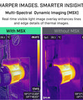 I34 240X320 App Enabled Thermal Camera With ACE OS Pro Grade Thermal Imaging AssetLink Wi Fi Cloud Ignite Integration For Easy Inspections And Quick Reports comparing MSX and non-MSX imaging on machinery