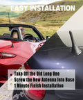 Mazda Miata MX 5 3 Inch Rubber Shorty Antenna Replacement Fits RF ND NC 2006 2024 OEM NF47 66 A30A installation example.