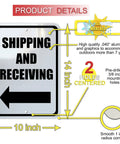Left Arrow Directional Shipping And Receiving Sign Outdoor Durable Black On White With Mounting Holes Rust Resistant Rounded Corners 10 By 14 Inches Heavy Duty, 10x14 aluminum