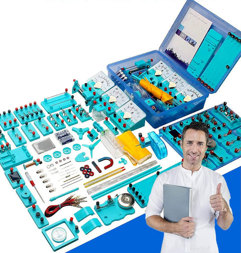 Electricity And Magnetism Kit For Students Hands On Physics Circuit Lab Kid Friendly with 54 accessory pieces displayed