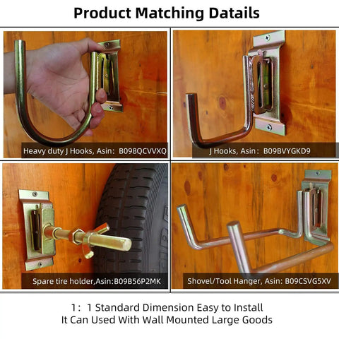 E Track J Hooks Heavy Duty Hanging Hooks For Trailers Built Tough Permanent Steel J Fasteners Securely Mount Cables Tools Hoses And Gear 1400 Lb Safe Capacity Easy Install Rugged Cargo Track Hardware displayed in various views.