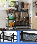 Heavy Duty Garden Tool Organizer On Wheels With Six Wheels Three Lockable And Two Baskets Large Metal Garage Tool Storage