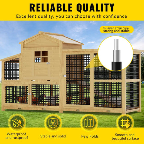 Large wooden poultry enclosure using Heavy Duty Vinyl Coated Welded Wire Mesh Roll For DIY Projects with strong structure.