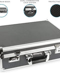 Medium Aluminum Hard Case With Pre Cut Foam For Easy Travel And Storage Of Drones And Gear For DJI Mavic Series Autel Evo Ryze Tello And More Built Tough For Real World Travel, shown from top angle with locks and foam detail.