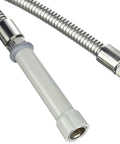 Close-up of 60 Inch Stainless Steel Pre-Rinse Hose With Heat Resistant Handle Pro Grade, 3/4-14 UN Female Inlet And Outlet.