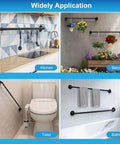 Heavy Duty 3 Pack Wall Mounted Pipe Handrail For Staircases And Porch Steps Black Galvanized Steel Grab Bars in kitchen, toilet, balcony, and bathtub settings.