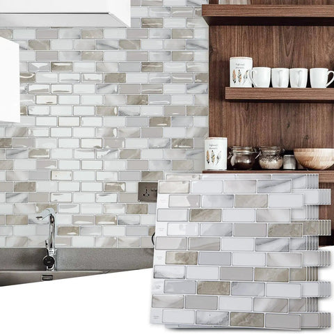 12x12 Peel And Stick Backsplash Tile Self Adhesive Mosaic For Kitchen Jade Design 6 Pack displayed in modern kitchen setting