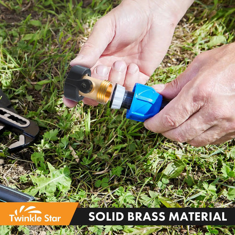 Heavy Duty Brass Shut Off Valve Garden Hose Connector Set Of 2 For Three Quarter Inch Hoses Leak Proof Rust Resistant