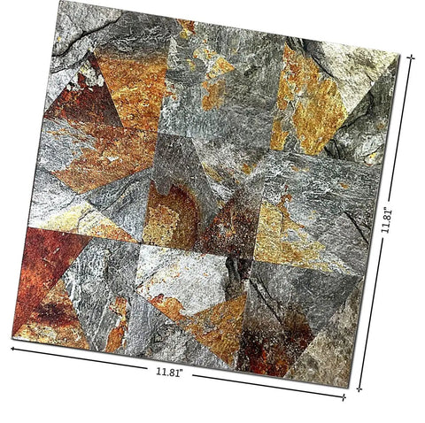 Image of Self Adhesive Metal Backsplash Tile Set, 5 Sheets Triangle Aluminum Mosaic, 3D Wall Sticker for Kitchen and Bath, 11.81-inch tile