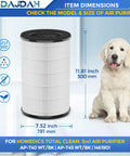 Replacement Filter For Total Clean 5 In 1 Air Purifier True HEPA 5 Stage Pro Grade with puppy, dimensions listed, 1 pack