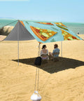 9x10ft Beach Tent Sun Shelter With Pickle Pizza Design Portable Canopy UPF 50 Plus Sun Protection Easy Setup on sandy beach