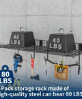 2 Pack Heavy Duty Wall Shelves For Garage And Home Mounts Steel Floating Shelves With Mesh Rack 80 lb total load