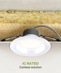 IC rated Canless LED Downlight 9/10 Inch, Power Adjustable 20/30/40W, round dimmable recessed ceiling light installation