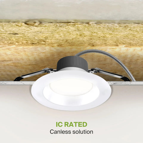 IC rated Canless LED Downlight 9/10 Inch, Power Adjustable 20/30/40W, round dimmable recessed ceiling light installation