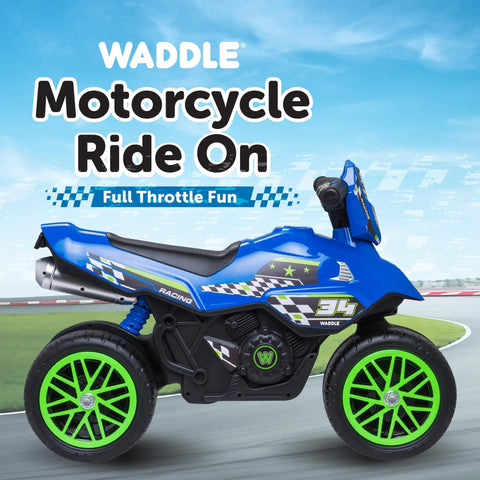 Kids Motorcycle Balance Bike For Tots Ride On Toy With Sounds Realistic Look Wide Wheelbase Rubber Coated Wheels Foot To Floor Riding Supports Up To 44 Lbs Blue For Ages 18 Months To 3 Years, side view