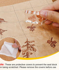 7 Pcs Acrylic Stamp Blocks Set With Grid Lines For Easy Stamping clear block on paper with stamped floral design