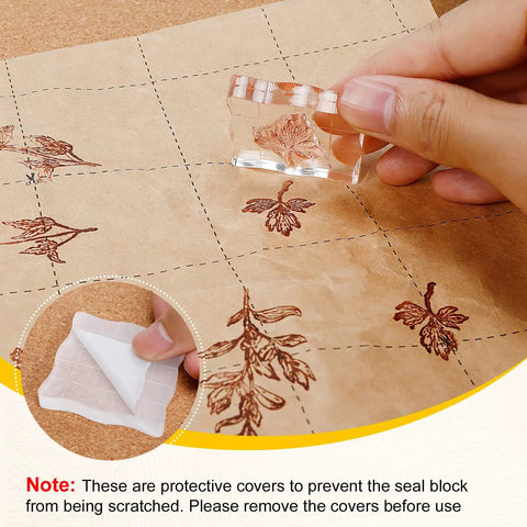 7 Pcs Acrylic Stamp Blocks Set With Grid Lines For Easy Stamping clear block on paper with stamped floral design