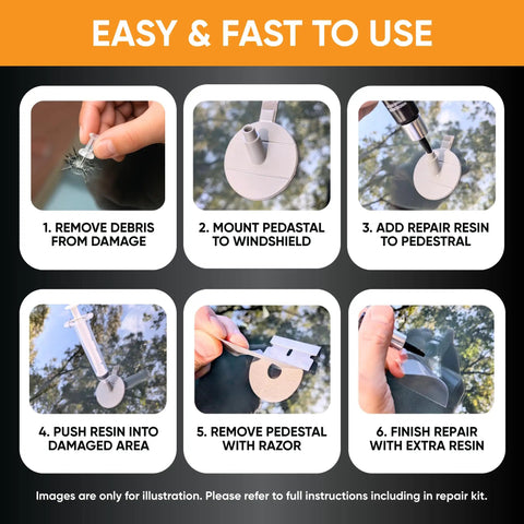 Step-by-step guide for using DIY Windshield Repair Kit For 4 Chips Four Pack Glass Chip Repair Tool Quick 20 Minute Fix