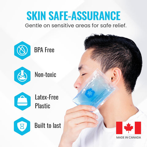 Man using Hot And Cold Gel Packs 3x5 Inches Reusable Ice Packs For Injuries Headaches Joints And Fever Relief Puncture Proof Material