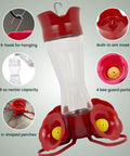 Glass Hummingbird Feeder With Four Flower Ports And Comfortable Perches, Ant Moat And Bee Guards, 8 Oz Nectar Capacity
