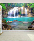Epic Deep Forest Waterfall Wall Mural Peel And Stick Self Adhesive Wallpaper Large 141.7 By 98.4 Inches Six Panel Set