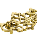 Chippendale Style Satin Brass Drawer Bail Pull For Antique Cabinets And Furniture Reproductions, ornate front view