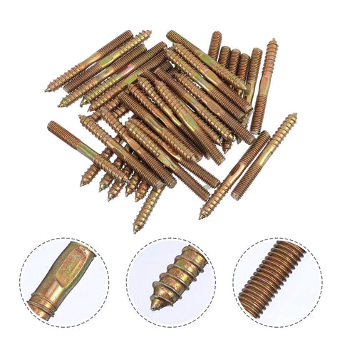 50 Pieces Double Headed Hanger Bolts For Woodworking Projects Carbon Steel Self Tapping Screws Corrosion Resistant