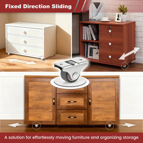 Mini Fixed Drawer Rubber Caster Wheels 1 Inch Non Swivel Set Of 4 for furniture under white and wood cabinets and drawers
