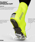 Arctic Waterproof Deep Winter Road Bike Overshoes with IntelliSeal and zipperless cuff in neon yellow, side view