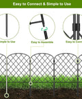 Decorative Garden Fence Panels 24 Inch High By 13 Inch Wide Diamond Mesh Rustproof Metal Animal Barrier And Landscape Border 10 Pack For No Hassle Setup Temporary Fencing In Yard Patio Flower Beds And Outdoor Decor, showing easy assembly and connection