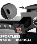 PD4001 4 Burner Propane Gas Griddle with removable cart showing front oil leak hole and grease cup for easy residue disposal