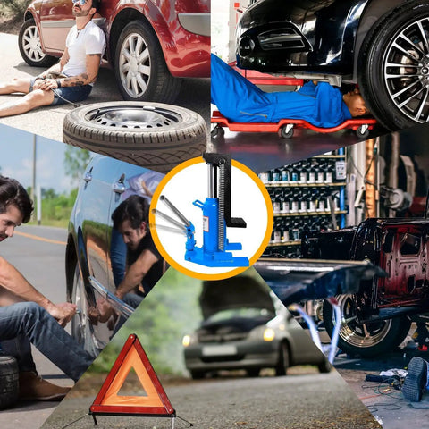 Badass Heavy Duty Hydraulic Toe Jack That Crushes Loads Up To 20 Ton Top Lift And 10 Ton Toe Lift With Smooth Adjustable Rod in use during garage repairs.