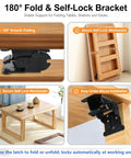 Heavy-Duty Folding Table Leg Hinge With 180-Degree Locking Drop Leaf Bracket Black Steel Construction For Tough-As-Nails Tables Easy Install Replacement Hardware Ideal For Heavy Loads supports foldable table.