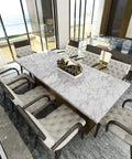 Gray White Marble Peel And Stick Contact Paper for Countertops and Backsplash in luxurious dining room setting