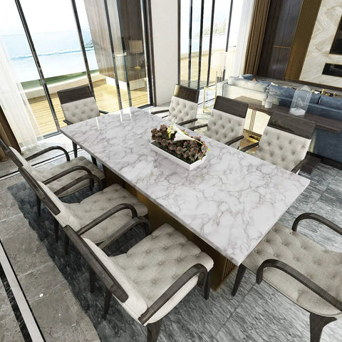 Dining table with gray white faux marble contact paper peel and stick vinyl for countertops walls and surfaces self adhesive