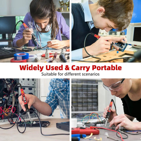 People using the 80W 110V Soldering Iron Kit With LCD Temperature Display And Ceramic Heater for electronics and PCB assembly.