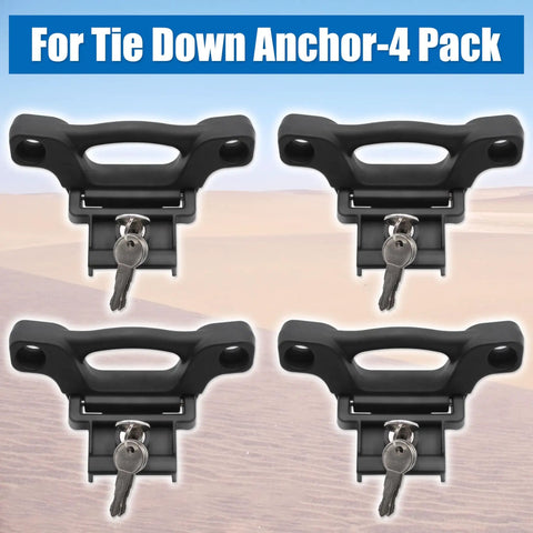 Ford F150 F250 F350 Bed Tie Down Anchors Kit, 4 Pack Replacement Tie Downs With Keys, easy slide-in design, shown in 4-pack view.