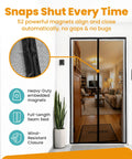 Magnetic Screen Door For Patio Fits 38 By 82 Inches, 52 magnets, heavy duty double stitched mesh sealing a living room entryway.