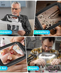 Extra Large Magnifier With Light And Clamp Hands Free Rectangle Desk Magnifier Features 10x To 30x Zoom Five Color LED Modes