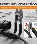Heavy Duty EV Charger Wall Mount Cuts The Clutter And Secures Charging Cables For Totally Hassle Free Indoor Or Garage Storage Setup Iron J Hook Holder with PVC coating and sturdy design.